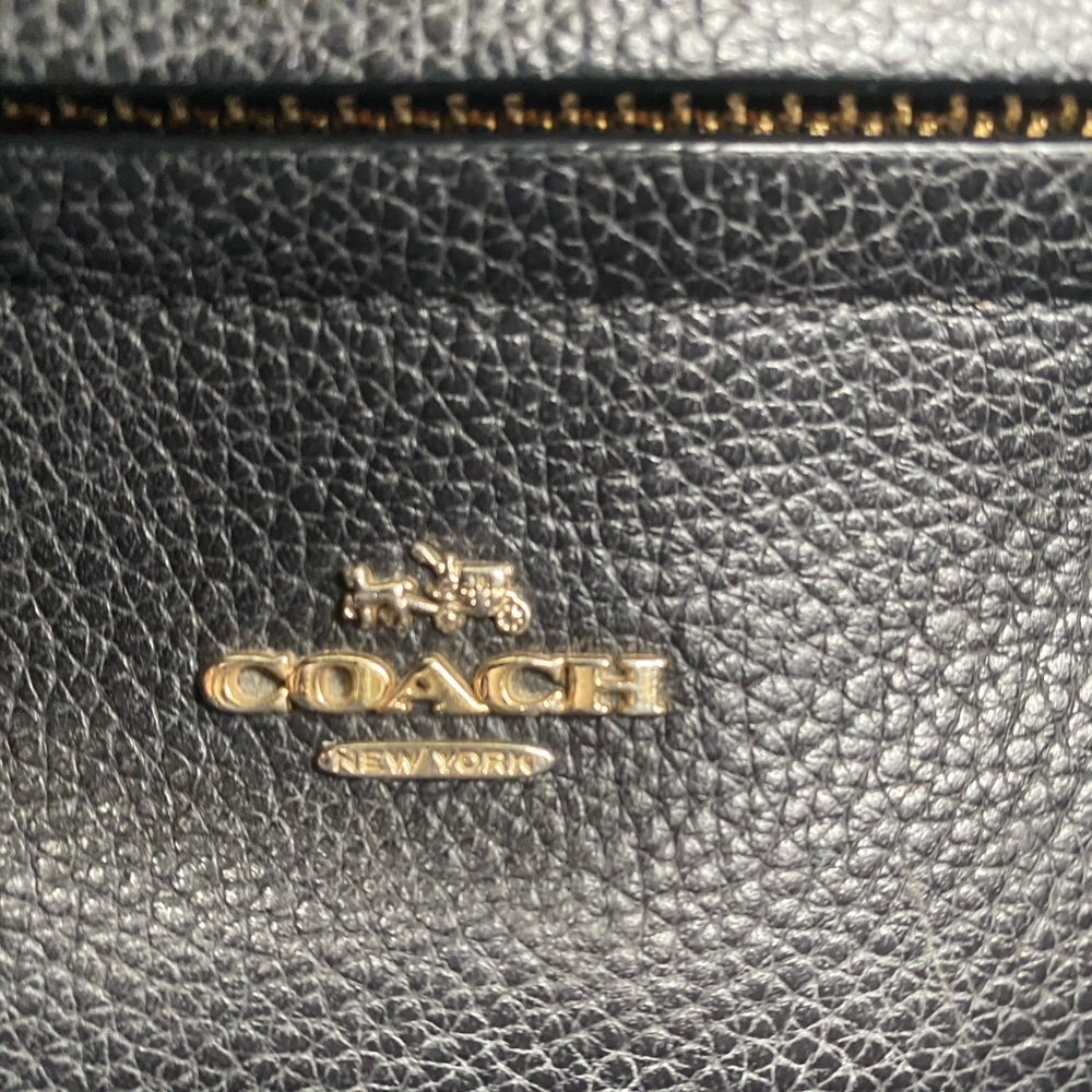 Coach Black Leather Handbag with Gold Accents